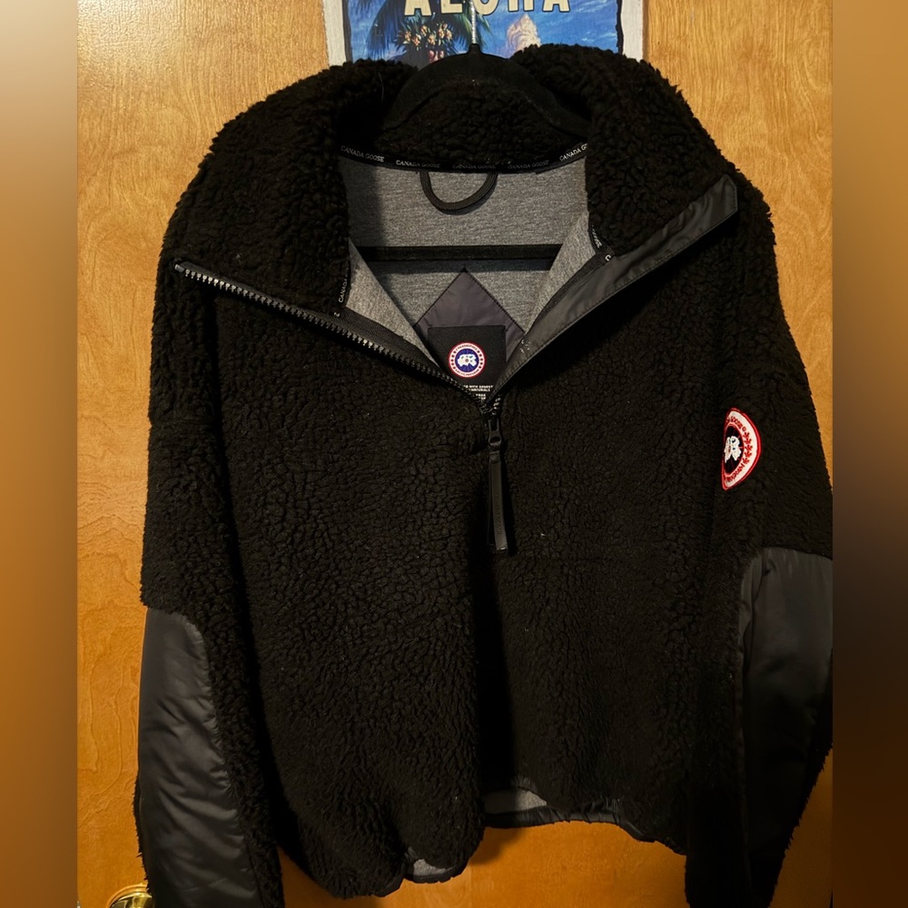 Canada Goose Black Sherpa Jacket Pullover Half Zip Fleece Medium